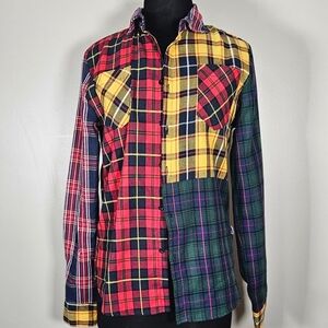 Kleep Patchwork Flannel Plaid Shirt With Large Hook Rug Patch Youth Unisex S